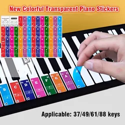 37/49/61/88 Keys New Colorful Transparent Piano Keyboard Stickers Electronic Keyboard Sound Name Key Stave Note Symbol Sticker