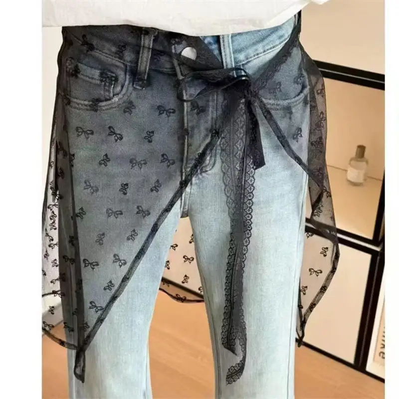 Sciarpa Bandana estiva in pizzo resistente Sciarpa a triangolo stile coreano Cintura in vita Boho per ragazze Accessori fotografici in campagna