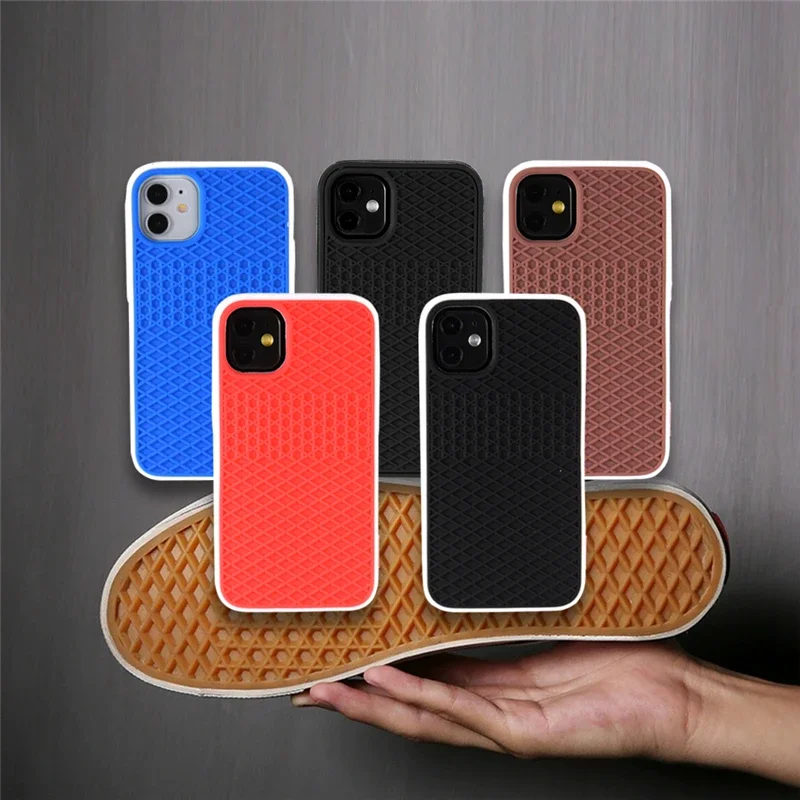 Waffle Sport Shoe Sole Texture Silicone Case for IPhone 12 13 Pro Max XS XR X 8 7 Plus  IPone Mini Back-Vans-case Cover