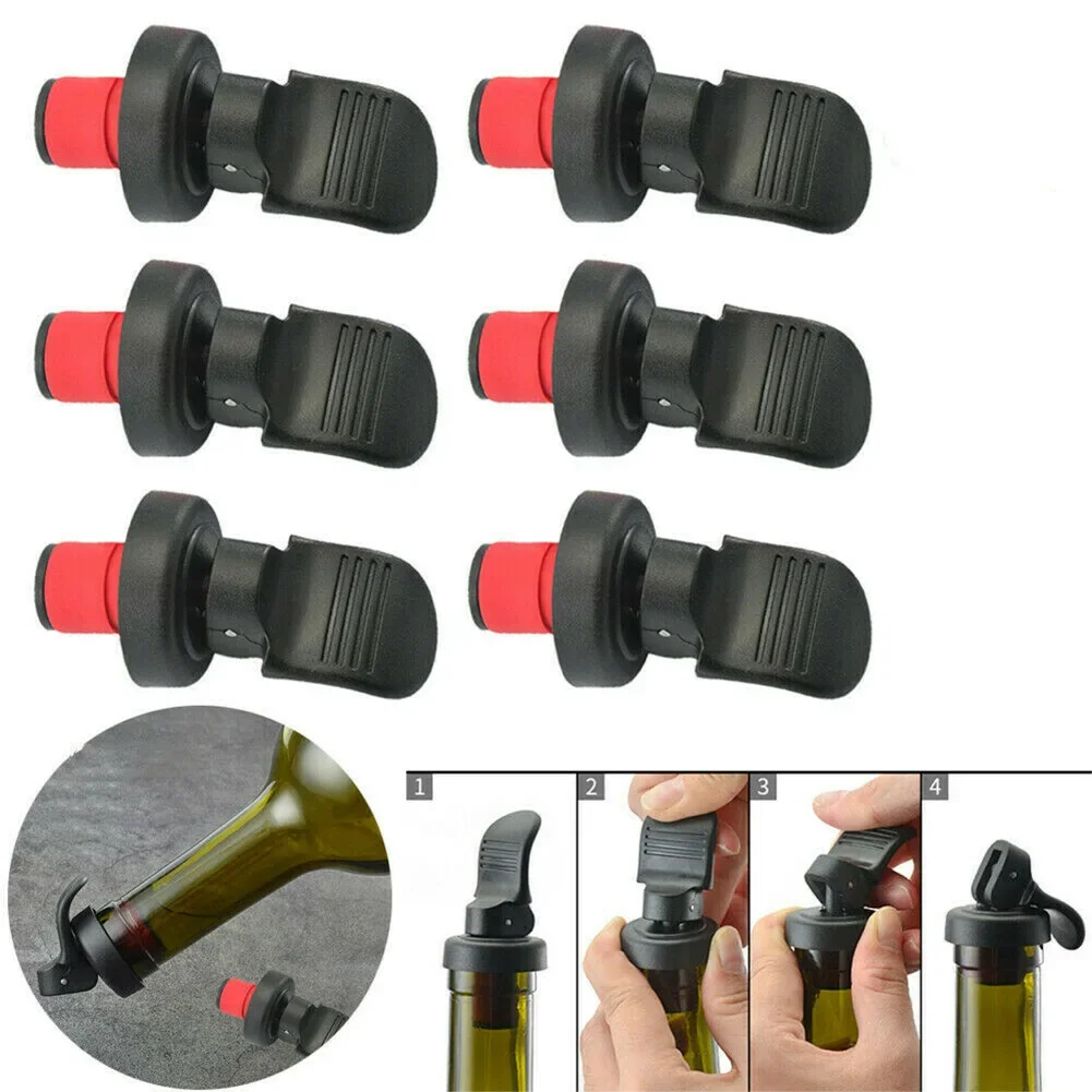 Practical Bottle Stopper Hand Press Kitchen Oil Vinegar Black+White Cork Plug PP+Rubber Seal Lids Sealing Stop