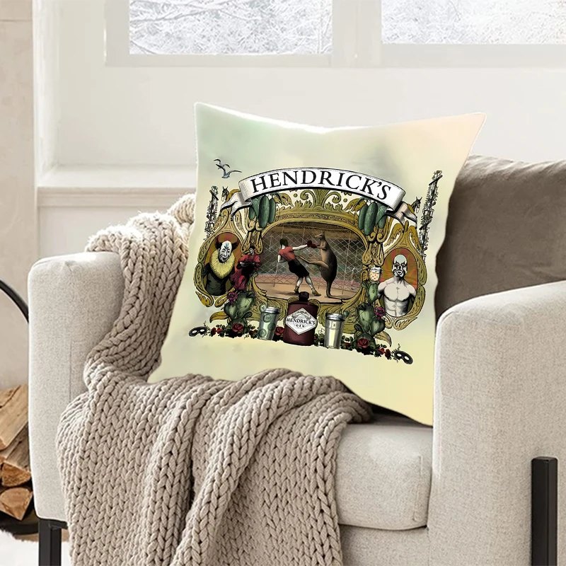 Comfortable pillow bedroom office coffee shop car pillow living room Hendrick's Gin brand logo square pillow cushion Home Decor