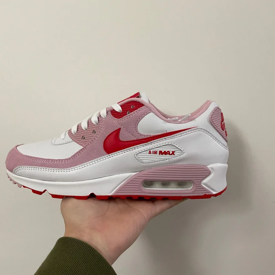 Nike Original AIR MAX 90 Low Women's Running Shoes Lightweight Breathable Casual Sneakers Pink and White Colorway