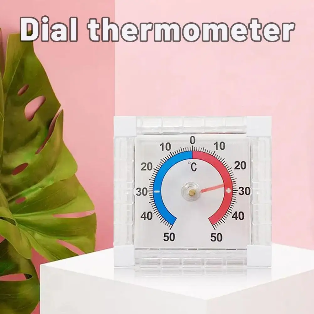Square Plastic Window And Door Thermometer Pointer Type Indoor Outdoor Temperature Gauge for Home Safety