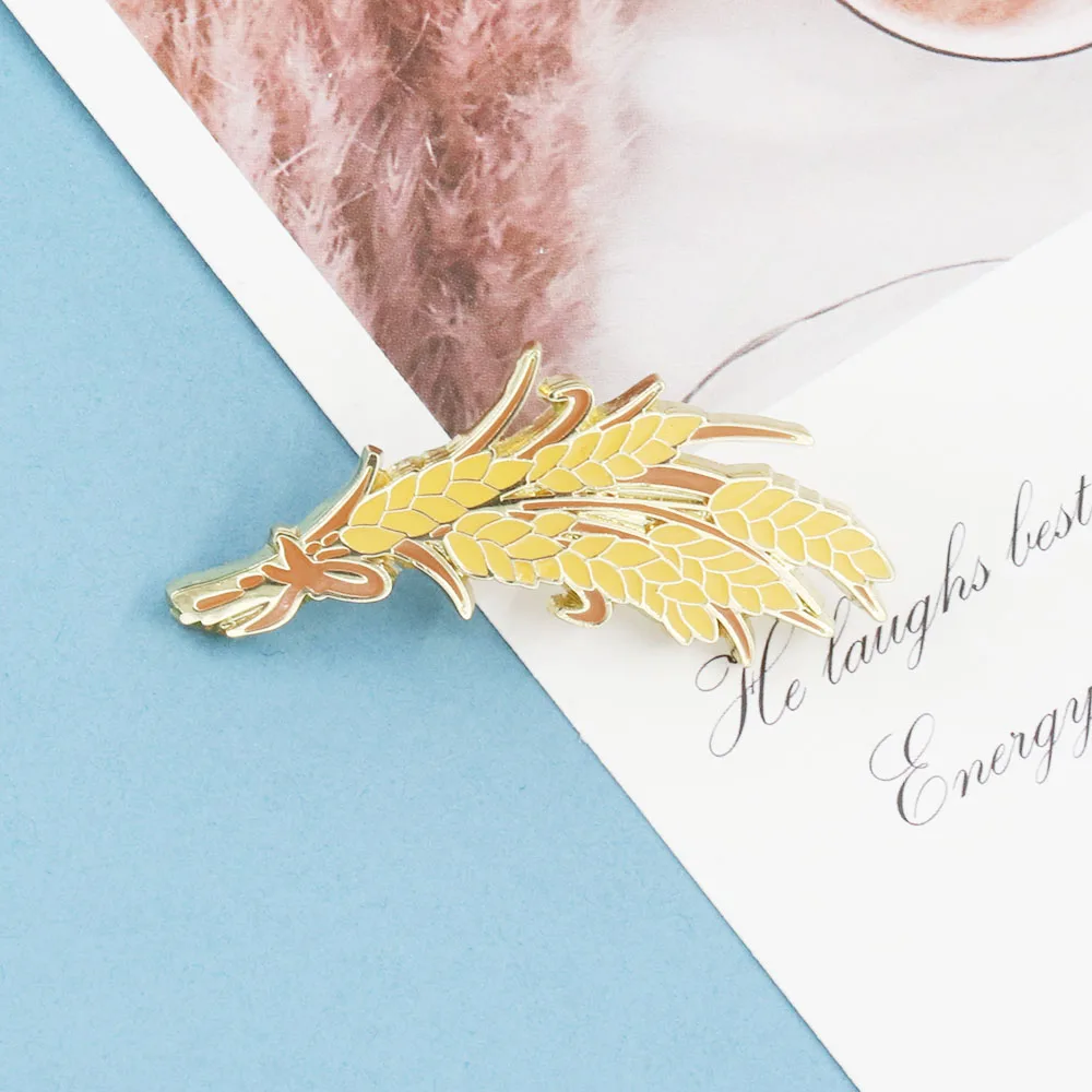 Wheat Ear Badge Barley Metal Enamel Pin Fashion Jewelry for Wedding Party Birthday view 3