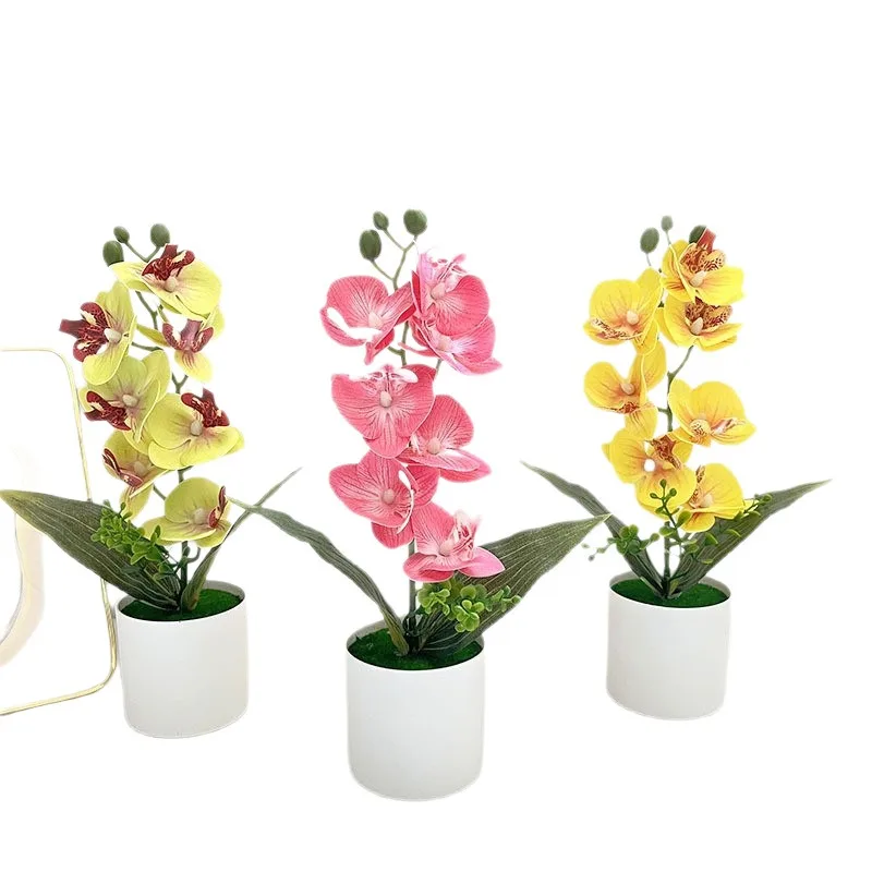 Simulierte Blume Schmetterling Orchidee Topfpflanze 7-Blume Neue Chinesische Dekoration Orchidee Hochzeit Gefälschte Blume Set Dekoration – Detail 5