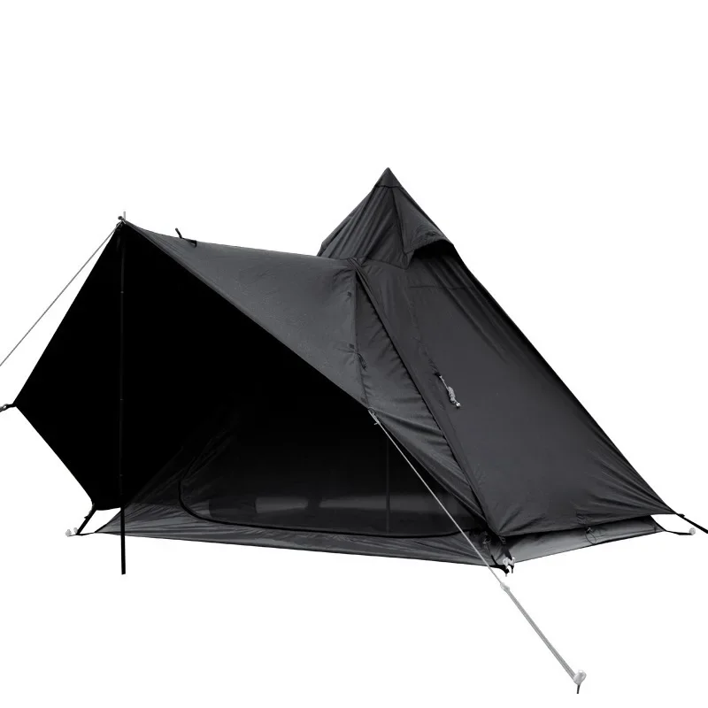 Dark Pyramid Tent Outdoor Portable Foldable Camping Equipment with Lobby Waterproof Indian