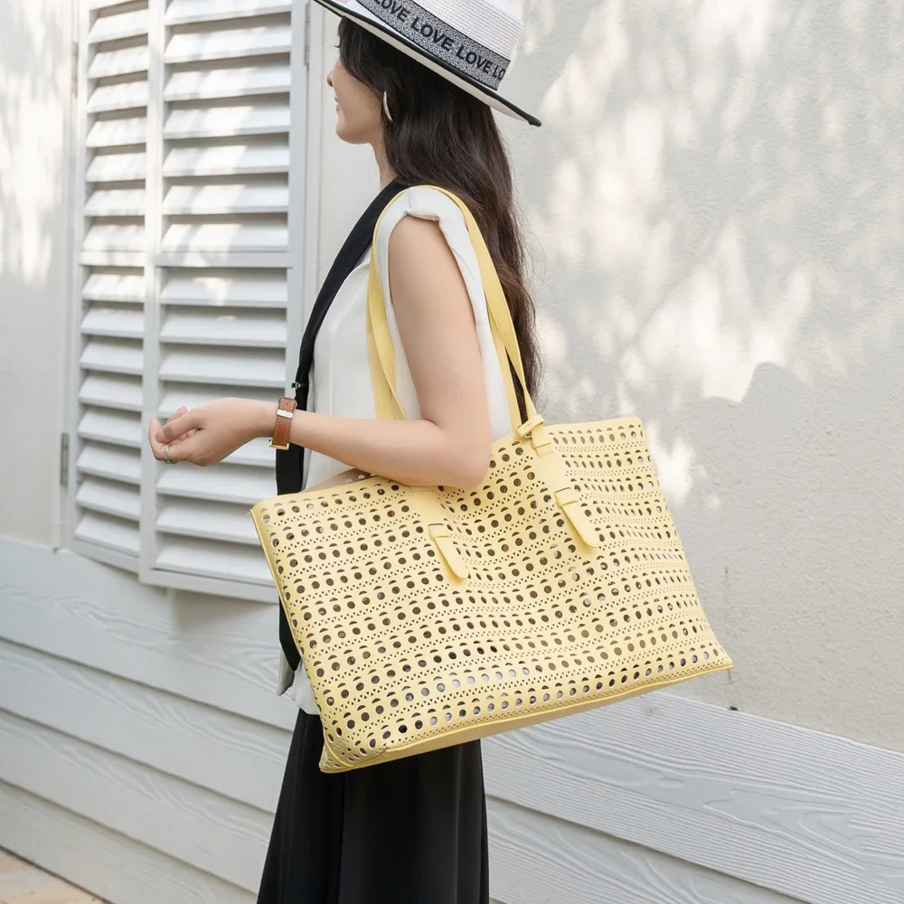 

Female Hollow Natural Cowhide Soft Handbags Women's Cow Real Leather Shoulder Bag Ladies Designer Luxury Retro Crossbody Bags