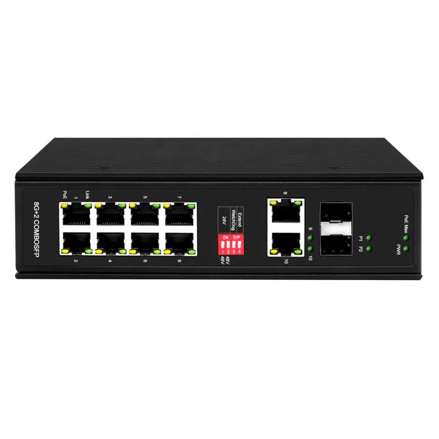 IEEE802.3AF AT 10/100/1000Mbps industrial PoE switch 8port Gigabit Ethernet switch Support VLAN 250M for IP camera wireless AP