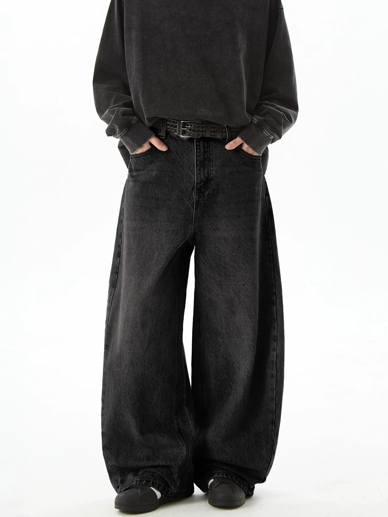 Men's Classic Simple Black Baggy Jeans Y2K Casual Everyday Versatile Pants