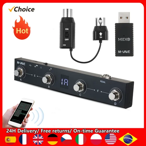 Controlador MIDI de Chocolate M-VAVE BT recargable 4 botones controlador MIDI Pedal Control de aplicación con sistema de transmisión inalámbrico