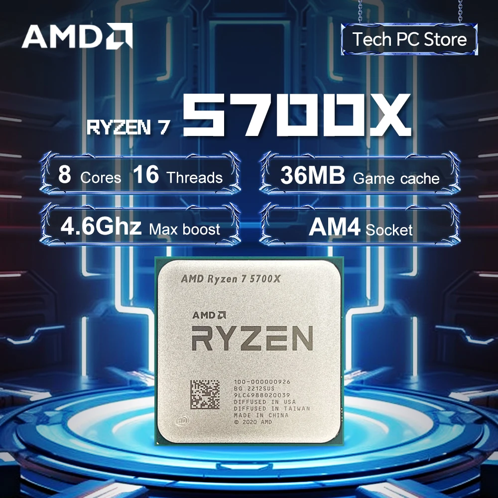 【Brand+】AMD Ryzen 7 5700X New R7 5700X 3.4 GHz Eight-Core 16-Thread CPU 7NM L3=32M 100-000000926 Socket AM4 but without cooler