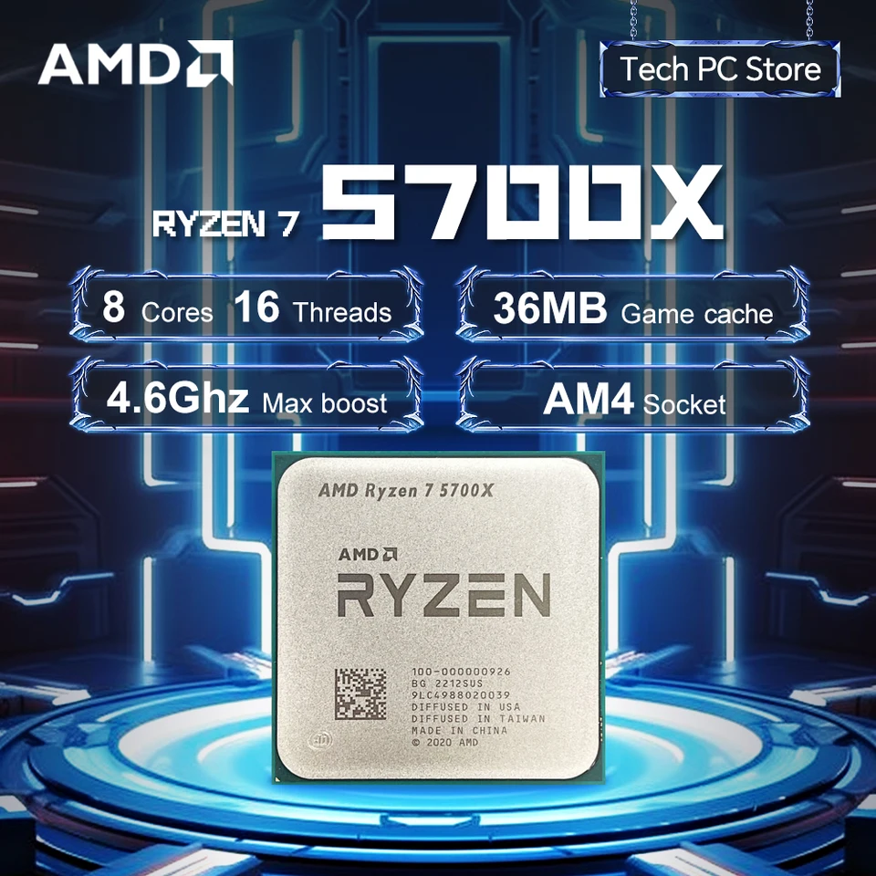 AMD Ryzen 7 5700X 3.4GHz Processor 65W 8-Core 16-Thread L3=32M R7