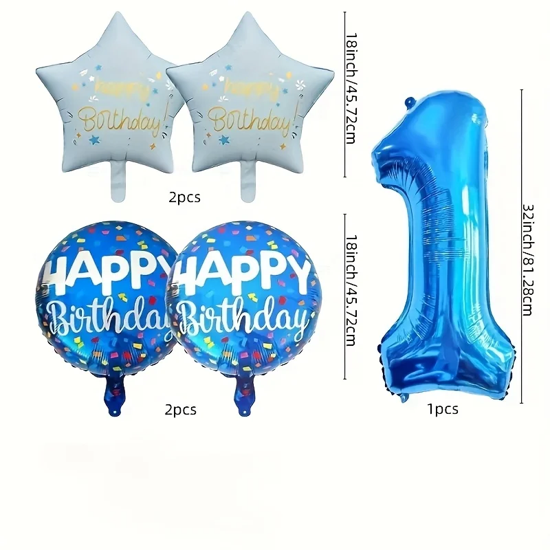 32-дюймовый синий цифровой набор воздушных шаров из алюминиевой пленки, светло-голубые воздушные шары со звездами, подарки для украшения дня рождения для детей 1-9 лет