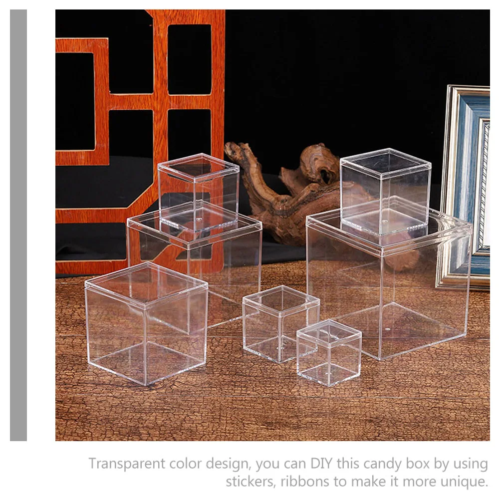 

10Pcs Small Transparent Candy Boxes Square Storage Cases Gift Containers Party Favor Wedding Decoration Candy Case