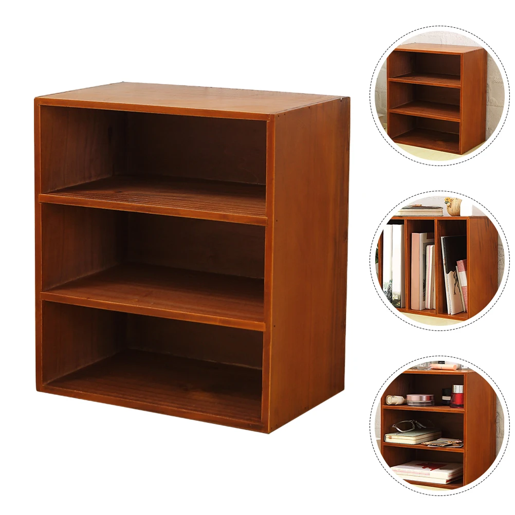

Natural Solid Wood 3 Layer Storage Rack Desktop Organizer For Tea Cups Makeup Books Wood Rack Home Decor niture