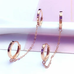 585 purple gold plated 14k rose gold a two wearing hoop earrings for women fashion exquisite classic wedding jewelry gift