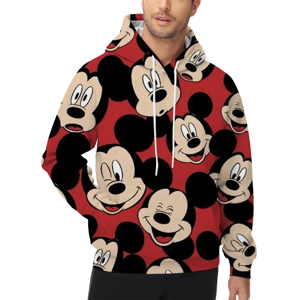 

Disney Fun Mickey Mouse Print Men's 3D Print Pullover Streetwear Hoodies Dark Green Long Sleeve Hooded Spring Fall Designer