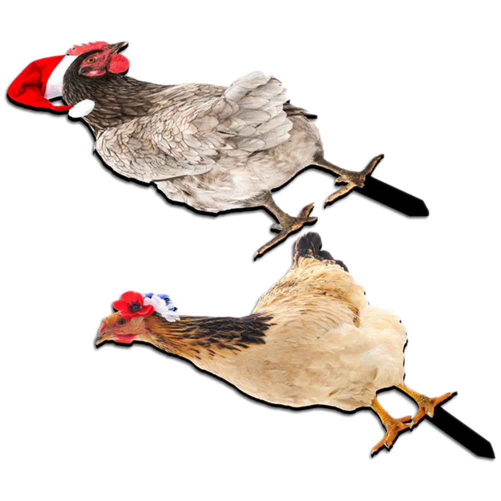 

2Pcs Chicken Stake Decorative Inserts for Garden Yard Ground Plug Modern Style Outdoor Lawn Courtyard Park Gifts