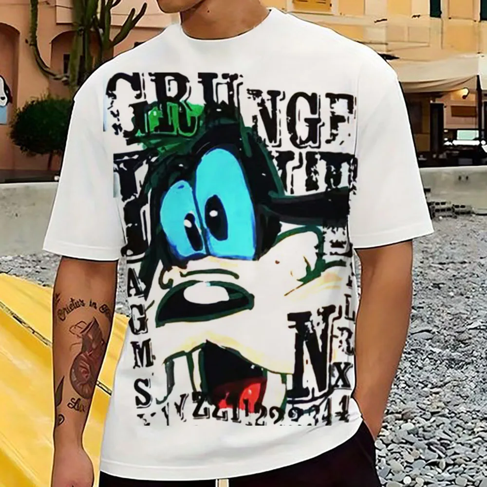 2024 Summer Men's T-shirt Cartoon Disney Goofy Mickey Mouse Summer Men's Short sleeved T-shirt Casual T-shirt