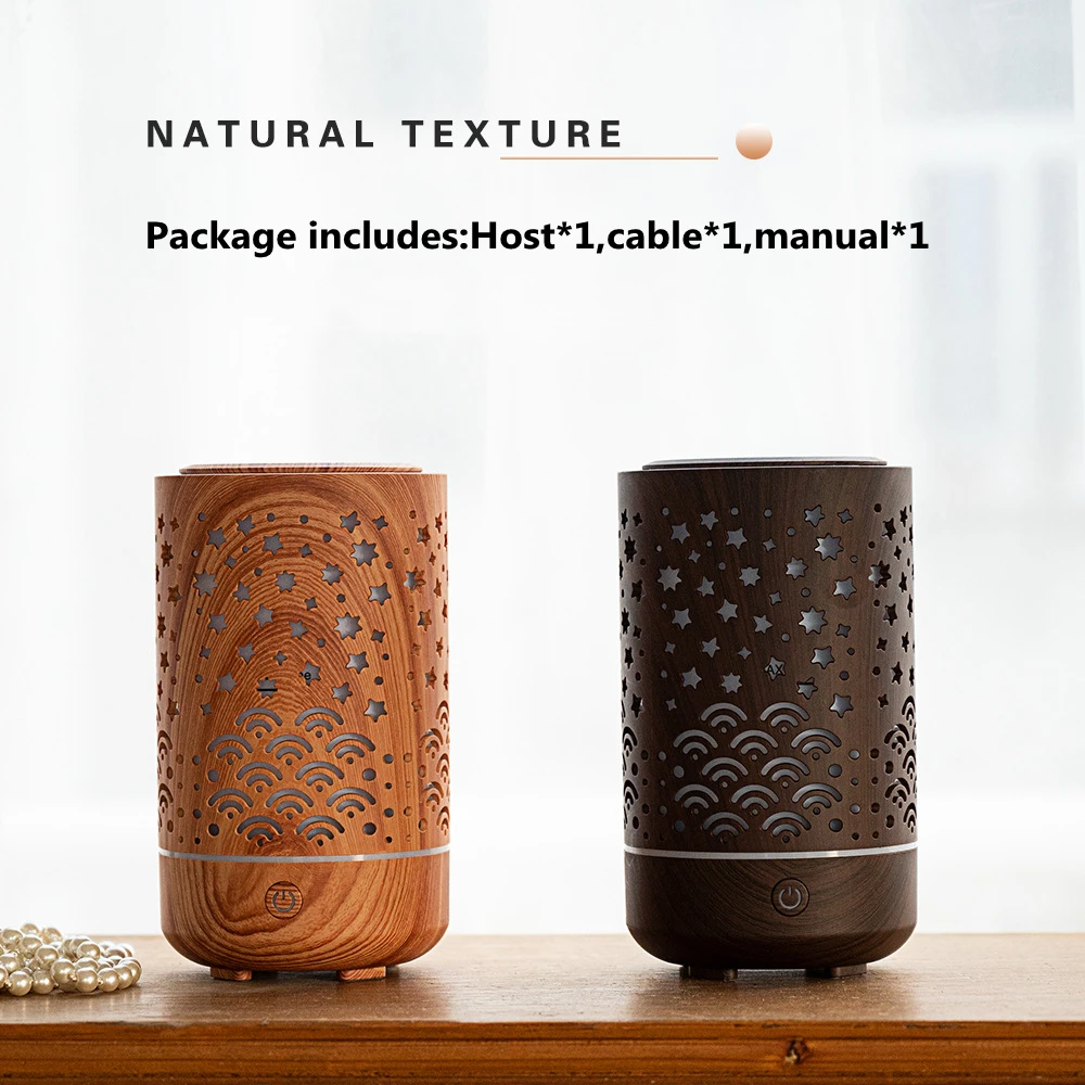 Thuis Apparaten 230Ml Hollow Out Hout Grian Aromatherapie Usb Luchtbevochtiger Ultrasone Cool Mist Aroma Essentiële Olie Diffuser