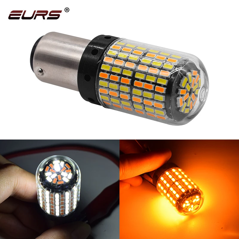 1PCS 1157 LED Bay15d P21/5w Turn Signal Lamp P21w Led 7443 3157 Bulb 168smd Canbus Led  Light Auto Packing Light Dual Color 12V