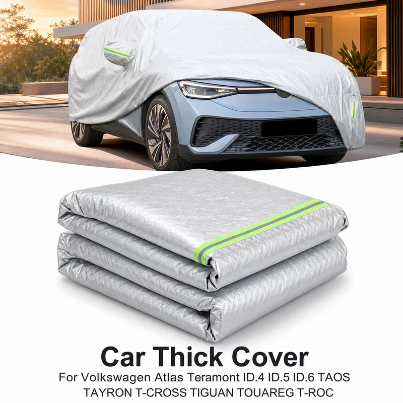 Car Thick Cover For Volkswagen Atlas Teramont ID.4 ID.5 ID.6 TAOS TAYRON T-CROSS TIGUAN TOUAREG T-ROC Waterproof Snow Rain