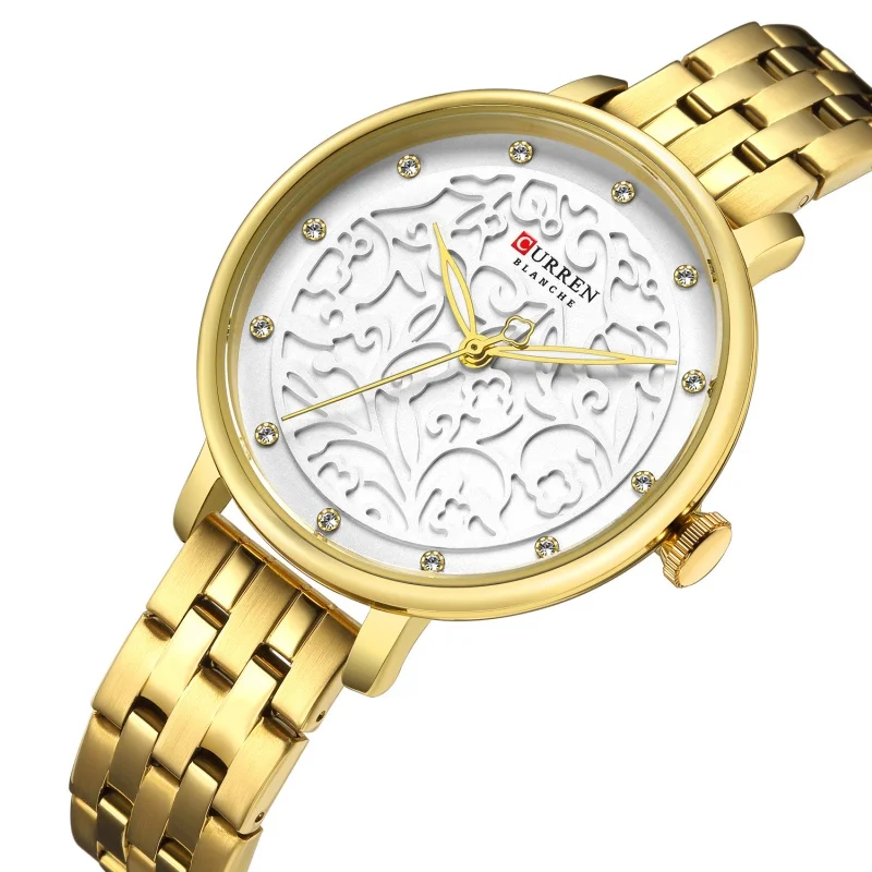 Curren 9046 الصلب حزام ساعة مقاوم للماء ساعة كوارتز ساعة الموضة ساعة نسائية عادية