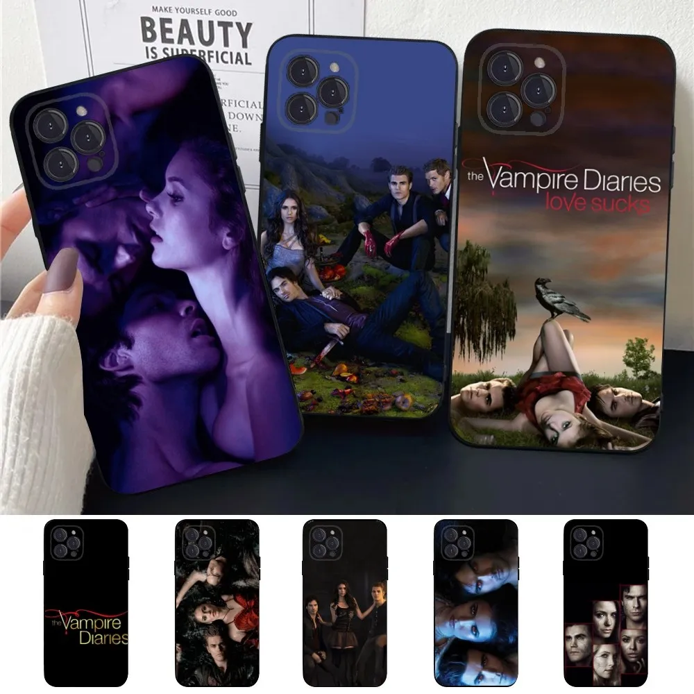 The V-vampire D-Diaries Phone Case For Apple iPhone 15,14,13,12,11,XS,XR,X,8,7,Pro,Max,Plus,mini Silicone Black Cover