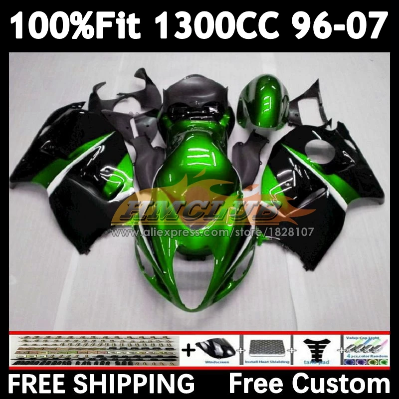 Body For SUZUKI Hayabusa GSXR 1300 GSXR1300 96 97 98 99 01 36No.006 green black GSXR-1300 2002 2003 2004 2005 2006 2007 Fairing