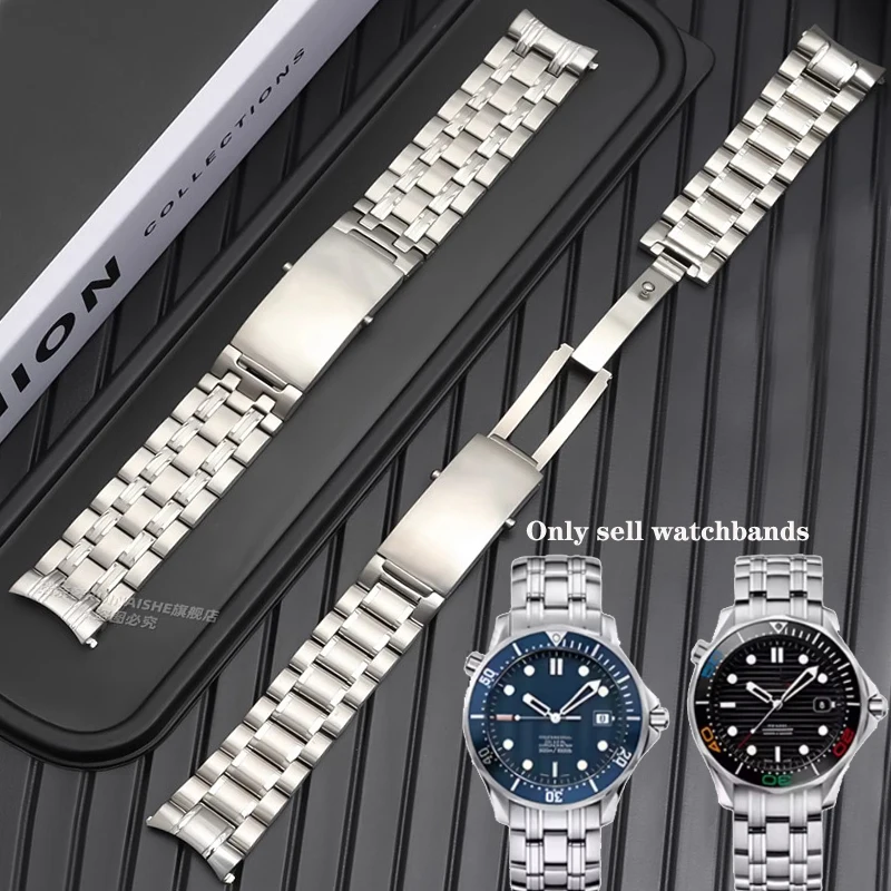 

Высококачественный серебряный ремешок из нержавеющей стали 316L для часов Omega Seamaster Speedmaster Planet Ocean Belt 18 мм 20 мм 22 мм