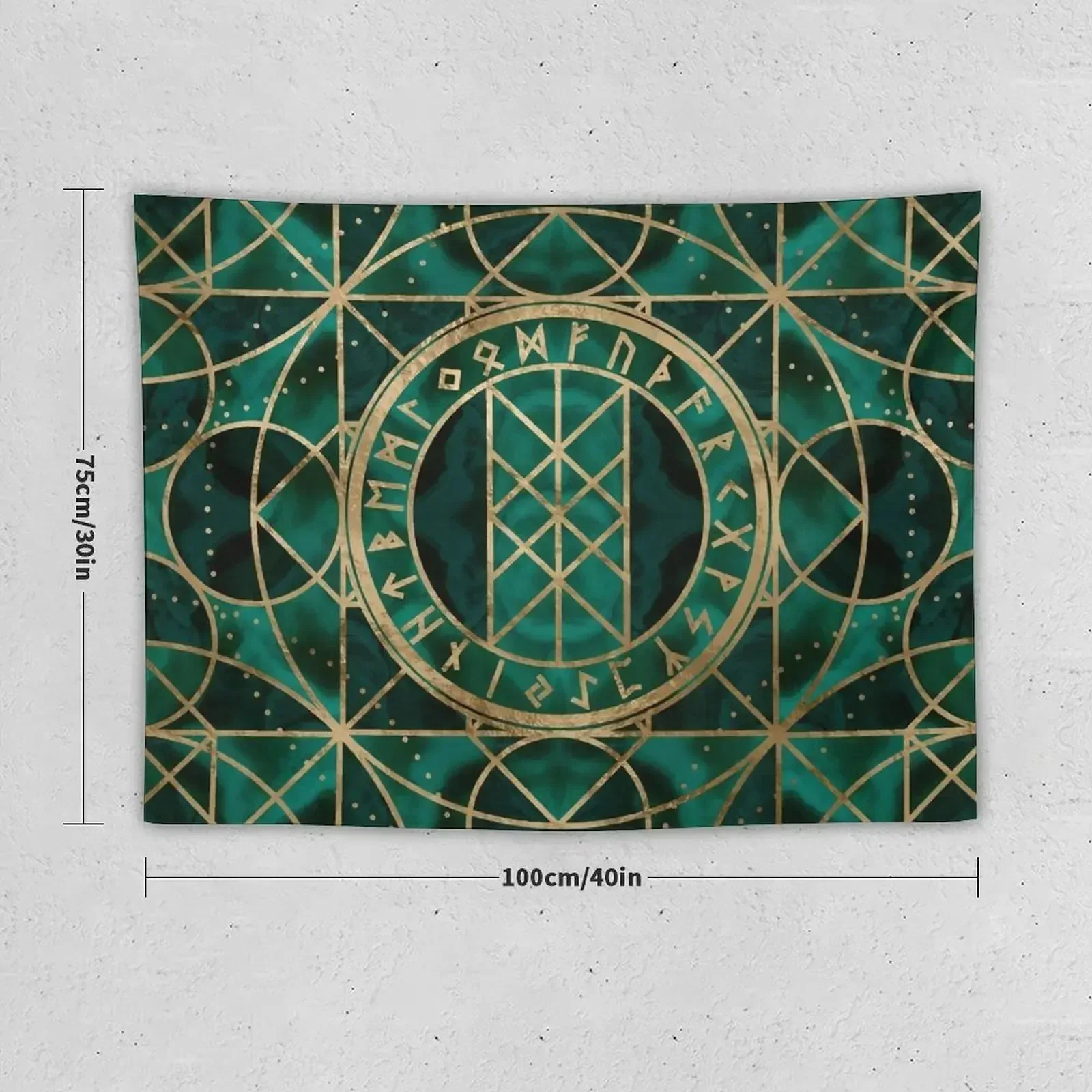 Web of Wyrd The Matrix of Fate - Gold and Malachite Tapestry Aesthetic Room Decor Bathroom Decor Tapestry