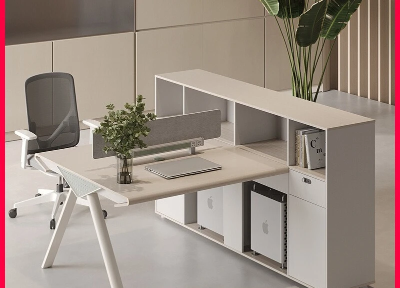 Finance Desk Staff Card Seat Double 2 People 4 Face to Face Office Accounting T-shaped Screen Table Combination