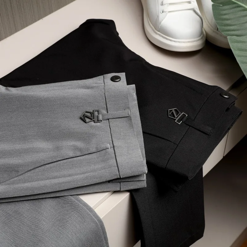 

Exquisite Men's Casual Faion Ci Pants Ultra Smooth Drapey Fabric Anti-Wrinkle Easy Care Long Trousers for Autumn Busin