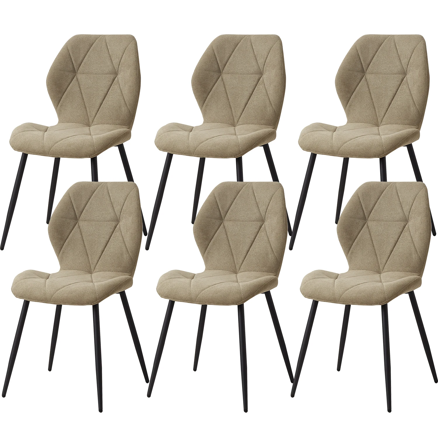 GrandCA HOME Set van 2/4/6 moderne eetkamerstoelen, gestoffeerd, gewatteerd linnen, minimalistische bureaustoelen voor keuken, eetkamer