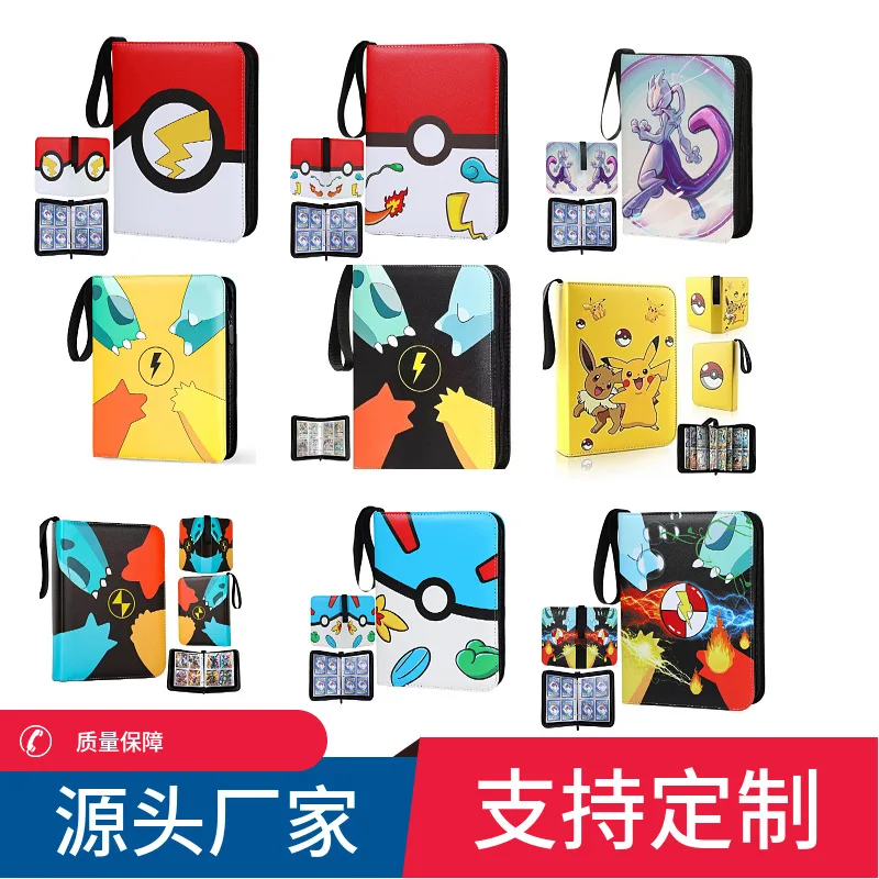 

New Binder 400pcs Pokemones Card Album Collection Book Cartoon Pu Zipper Photo Album File Peripheral Toy Card Collection Album