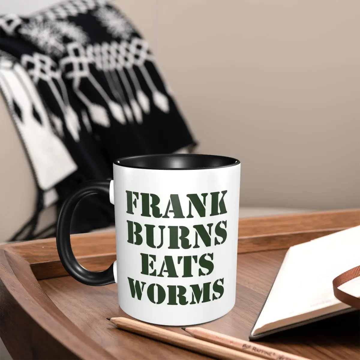 Frank Burns Eats Worms MASH 4077 Mug Funny Ceramic Coffee Cups Tea Mugs Milk Cup Drinkware Gift for Woman Man