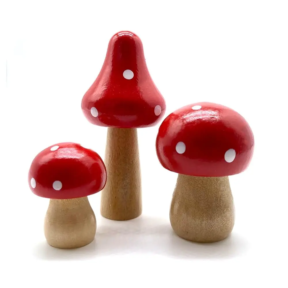 

3 шт. миниатюрных деревянных грибов-фигурок для сказочного сада, аксессуары для микроландшафта, миниатюрный сад, цветы