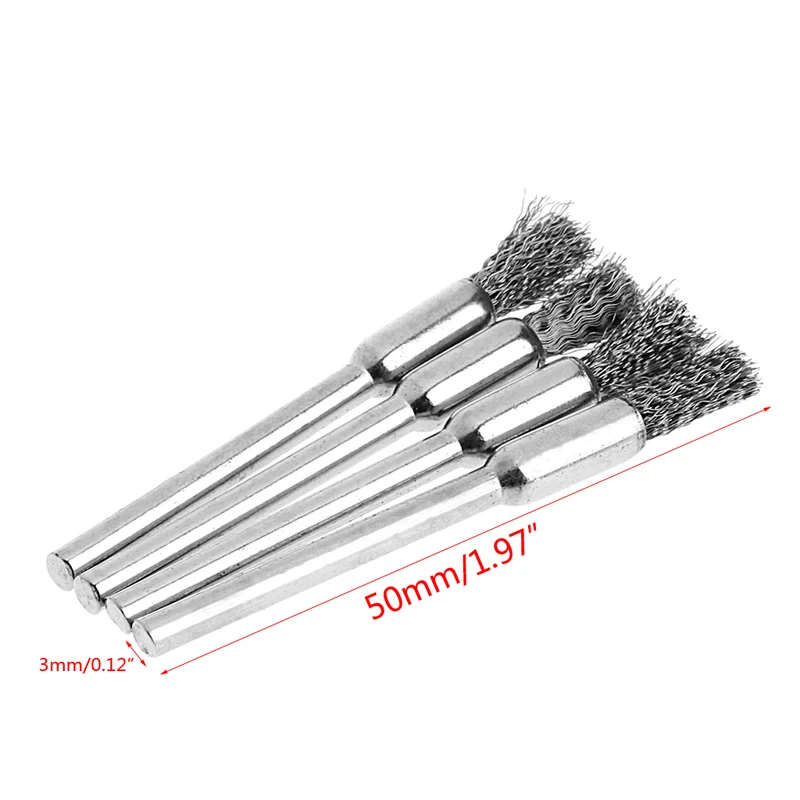 2023 4Pcs 5mm Steel Wire Brushes Polishing Wheel Brush For Tools Mini Brushed Burr Welding Metal Surface Pretreatment,Grinding