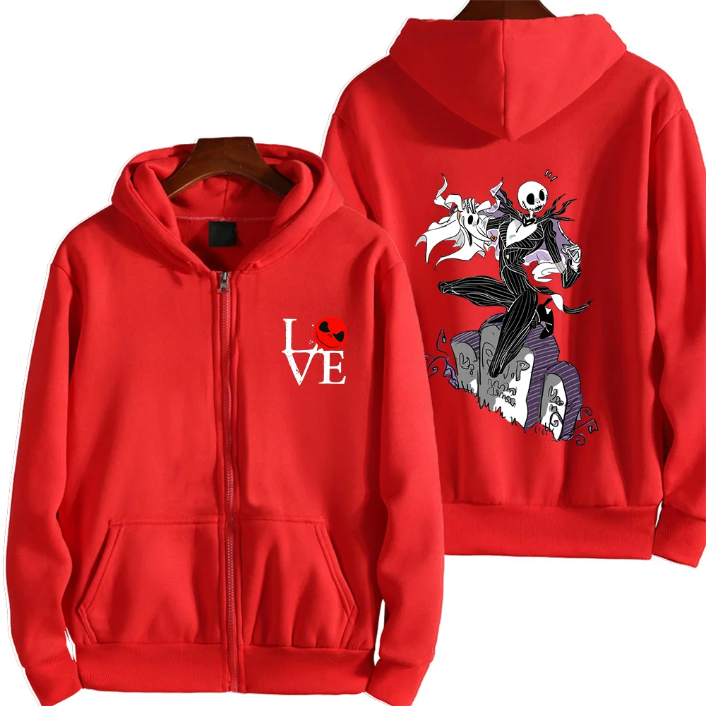 Disney Jack Skellington The Nightmare Before Christmas Couple Printed Hoodie Cartoon Skull Leisure Sports Street Student Hoodie