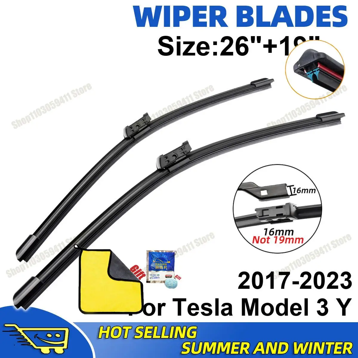 

2PCS Wiper Blades Set Kit For Tesla Model 3 Y 2017-2023 Front Rear Wiper Blades Set Windshield Windscreen Car Accessories