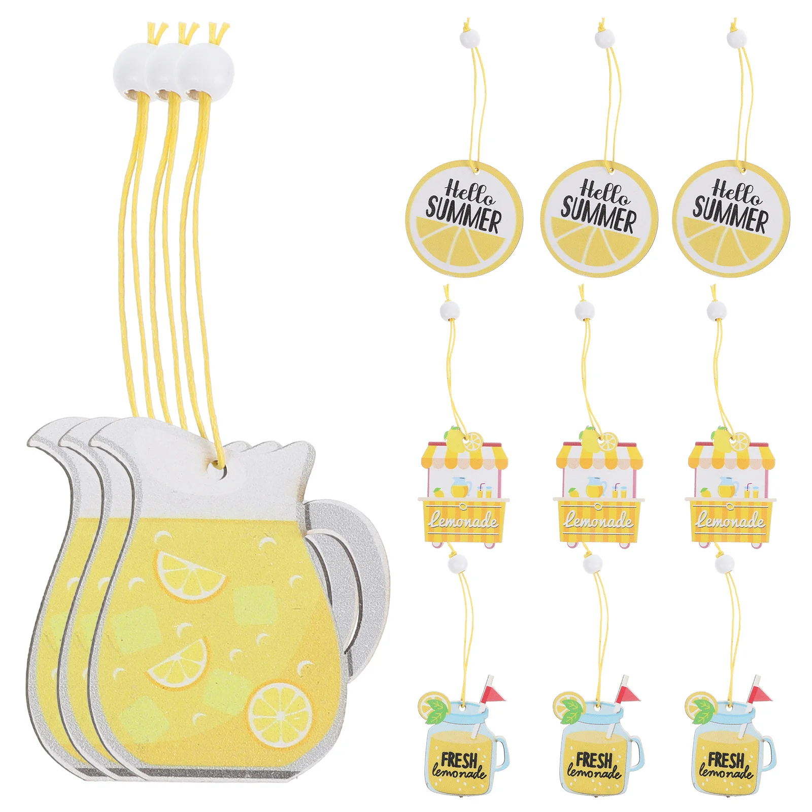 

12pcs Lemon Themed Wooden Pendants Wood Slices Hanging Cutouts For Home Wall Decor Farmhouse Signs Summer Ornament Indoor