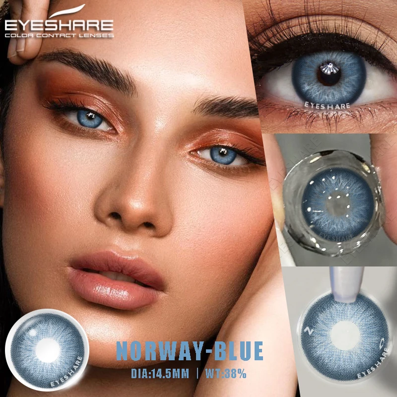 EYESHARE 1Pair Blue Contact Lenses Green Eye Contacts Gray Beautiful Pupils Brown Lenses Yearly Cosmetic Colored Contact Lenses