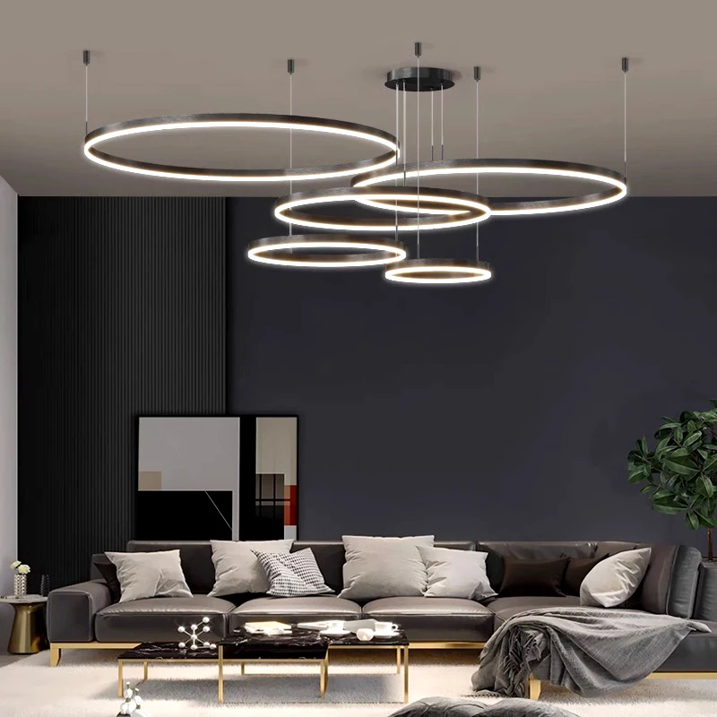 Imagem -02 - Modern Home Decor Ring Luzes Led Lâmpadas Penduradas Lustres para Sala de Estar Sala de Jantar Iluminação Interior