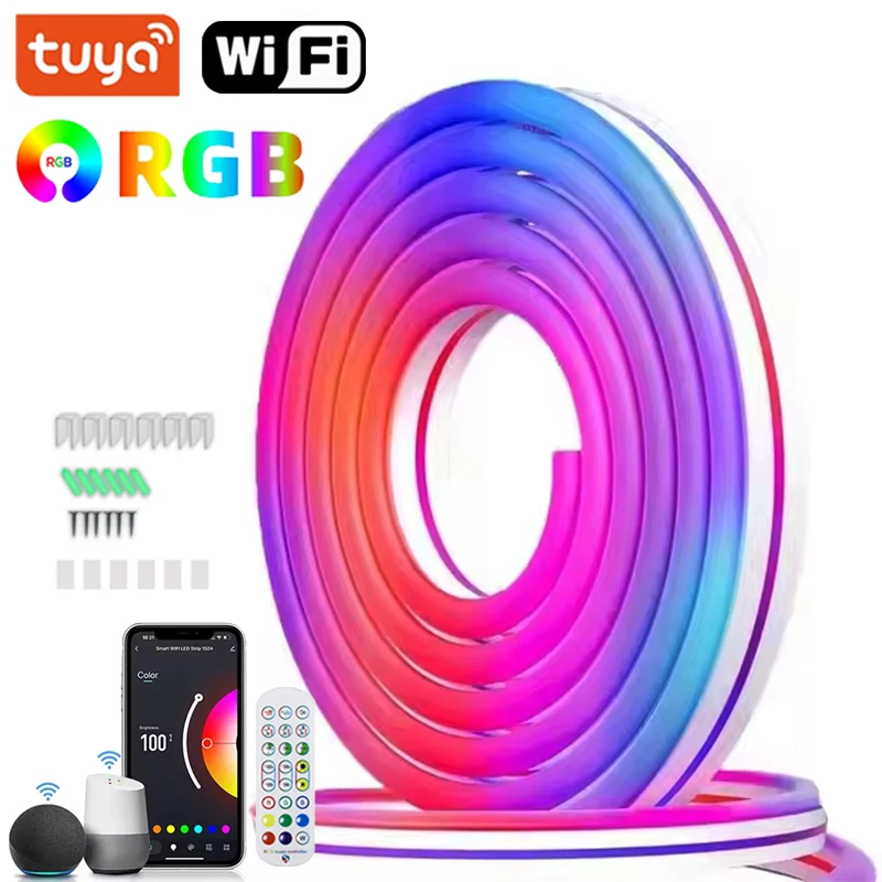 TUYA Neon Led Strip Lights Outdoor Waterproof Bluetooth Led Tape Light Strip Music Sync Led Lighting Strips Wifi Smart