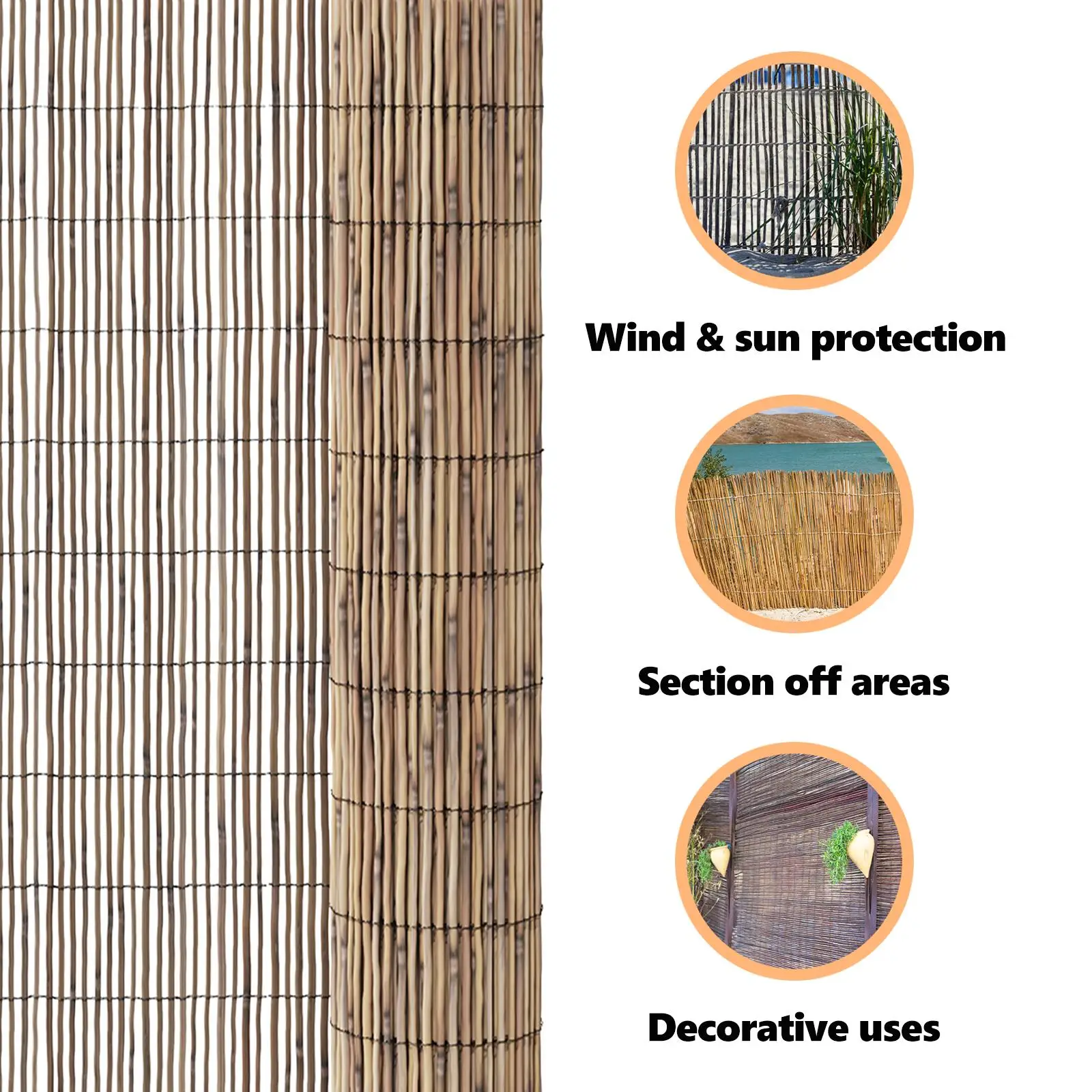 Garden Reed Fence Outdoor Screen Decor Natural Bamboo Material 118x55 Inch Garden Barrier Panel