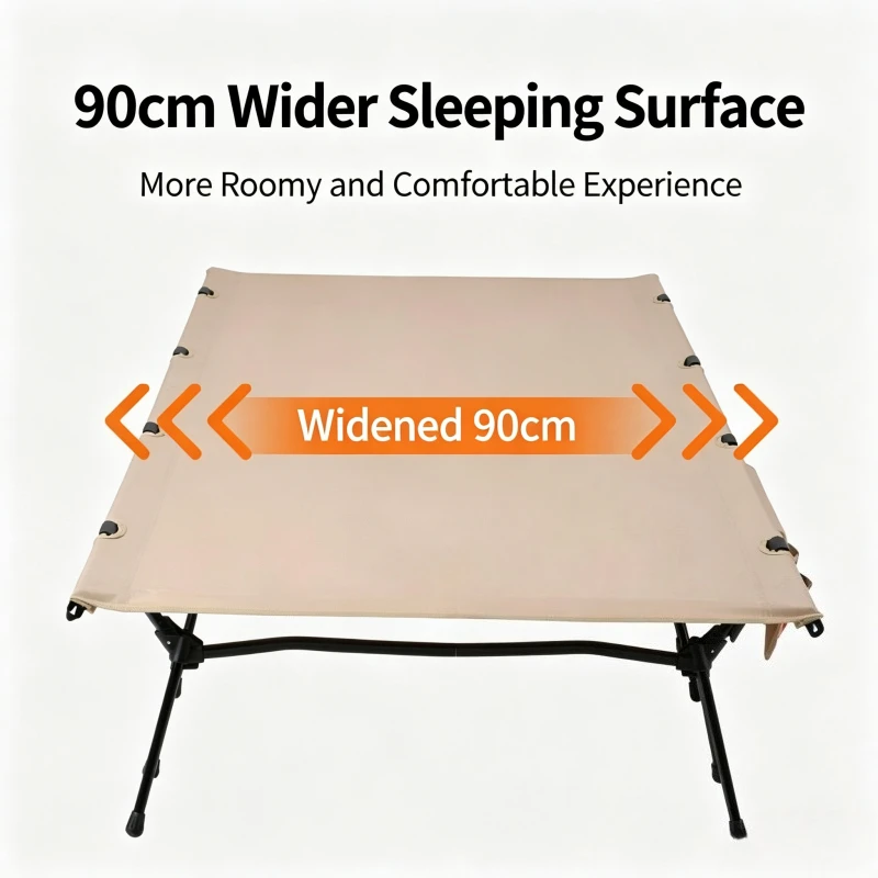 Outdoor Camping Folding Cot Portable Aluminum Bed 90cm Width Light Design For Travel Camping Home Daily Napping