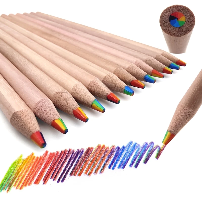 F3MA 7 in 1 Color Rainbow Colored Pencils Wood Coloured Pencil, Multicoloured Pencils