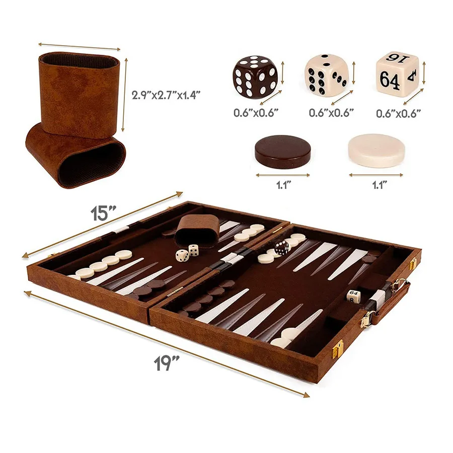 Plateau de divertissement décontracté, vente directe d'usine d'échecs Portable d'ensemble de Backgammon, ensemble de jeu de société de Backgammon classique,