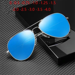 Gafas de sol graduadas de ojo de gato para hombre y mujer, lentes clásicas polarizadas para miopía, gafas de sol de piloto de Metal, 0-0,5-0,75-1,0-1,25 To-4,0