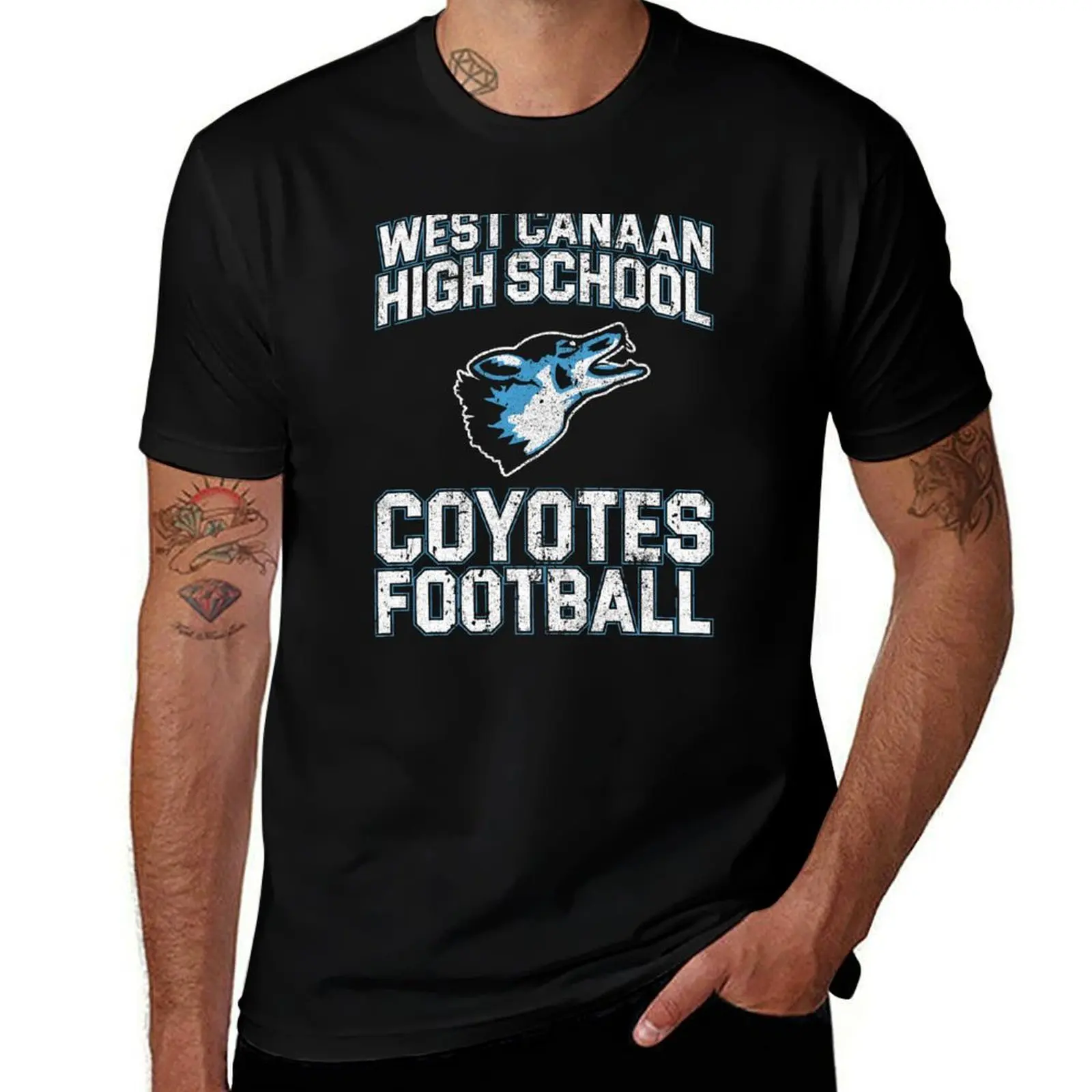 West Canaan High School Coyotes Football - Varsity Blues T-Shirt Big Size Short Sleeve Casual Top